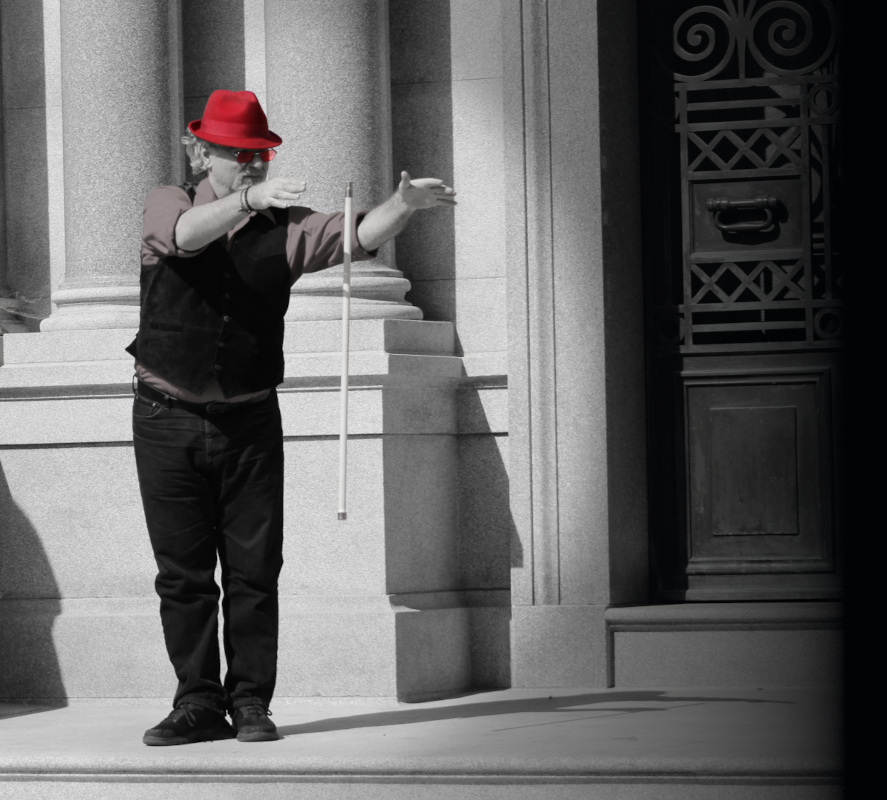Levitating cane illusion floating in mid-air